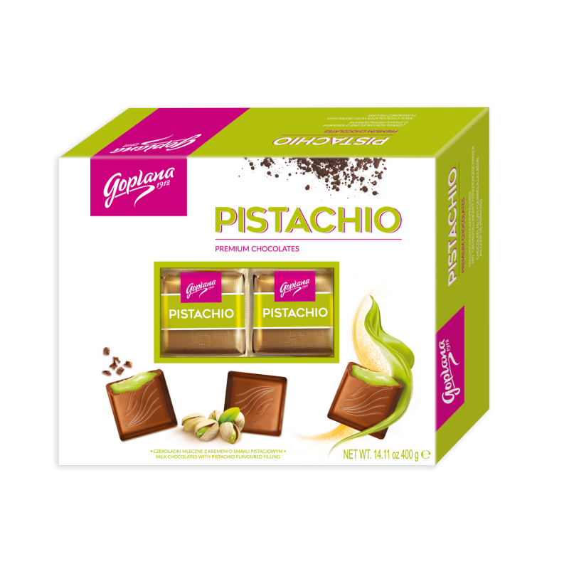 Goplana Czekoladki Pistachio Czekoladki mleczne 400g